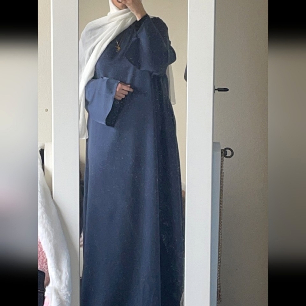 Modest Blue Closed Abaya Dress